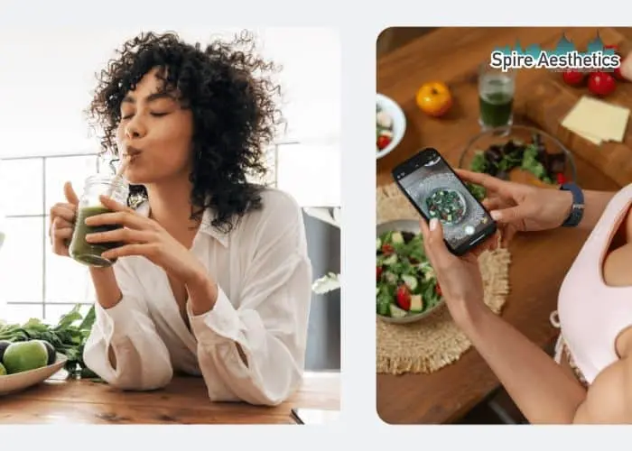 Image of woman looking into her diet and fat freezing Leighton Buzzard to improve her health